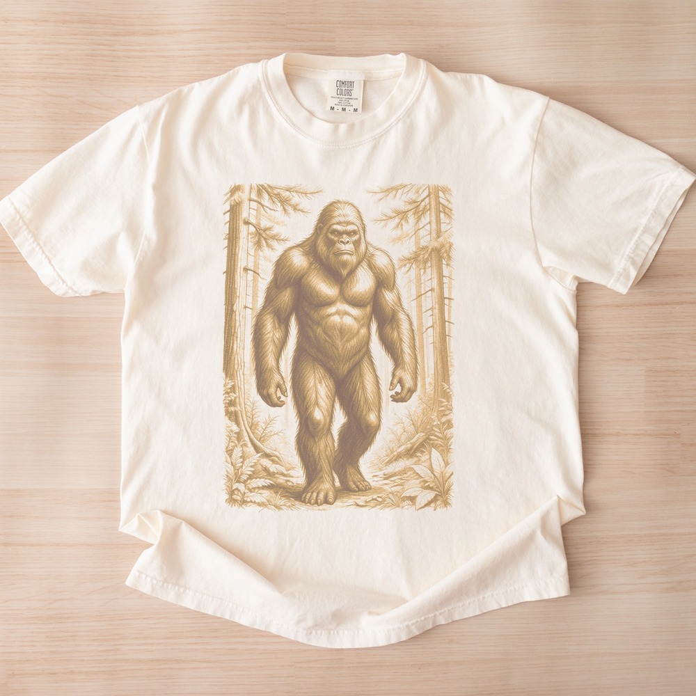 Sasquatch Standing in the Conifer Forest Tee